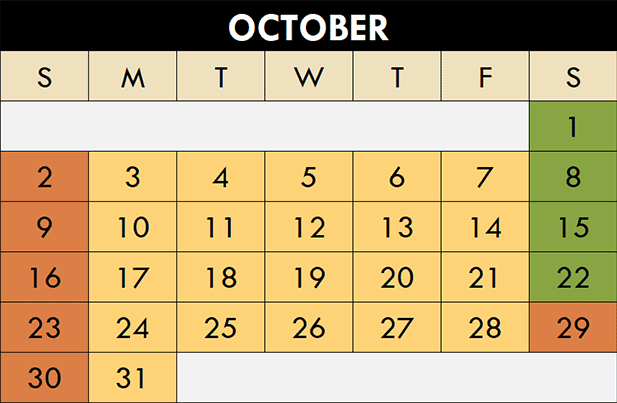 October 2022 Maze Fun Park Calendar