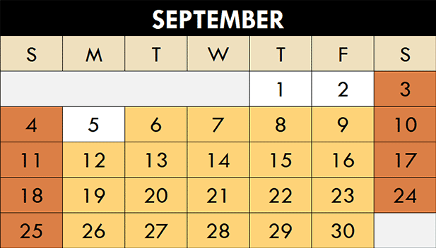 September 2022 Maze Fun Park Calendar