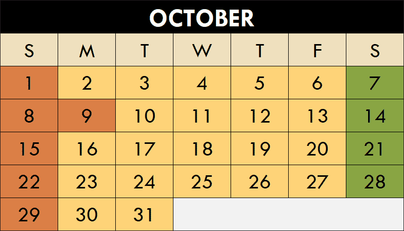 October 2023 Maze Fun Park Calendar
