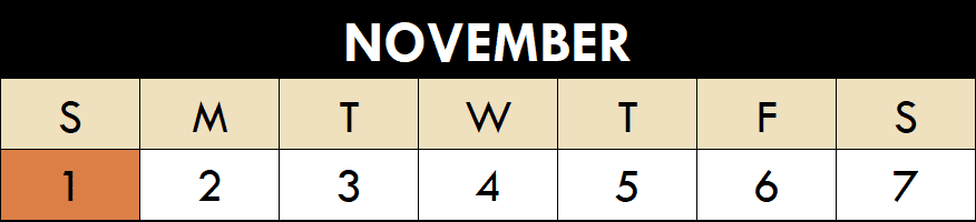 November 2026 Maze Fun Park Calendar