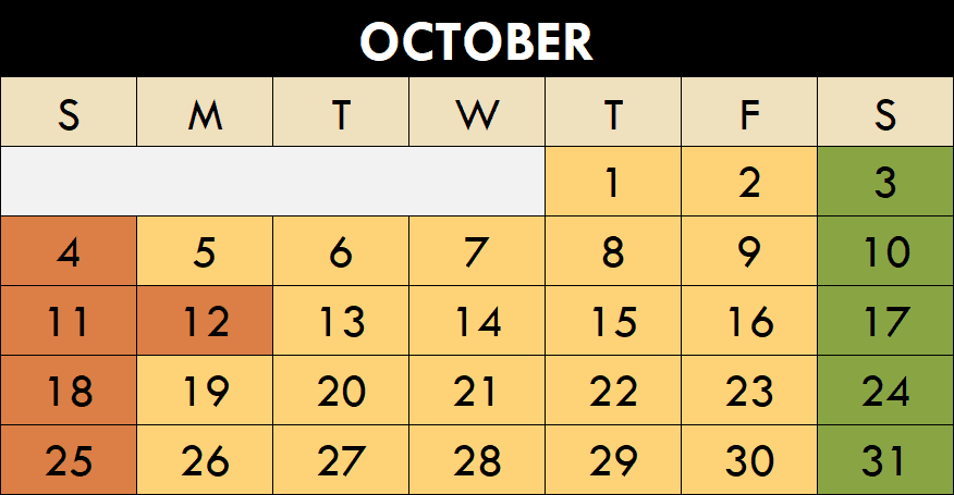 October 2026 Maze Fun Park Calendar